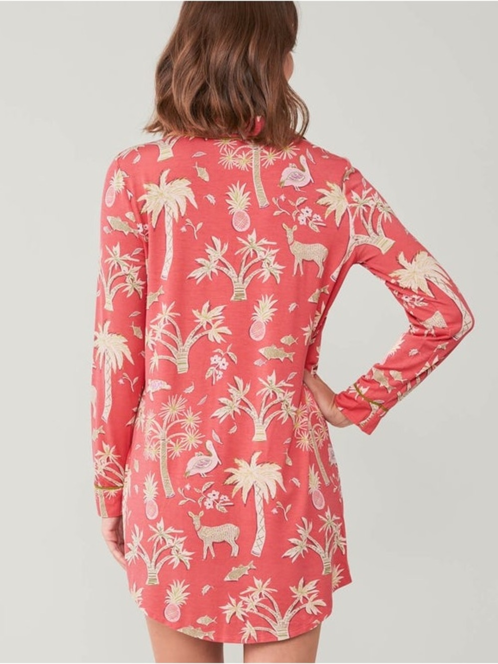 Spartina 449 NWT Pajama Button Sleep Shirt Lowcountry Fauna Red Print Size Small - Picture 3 of 12